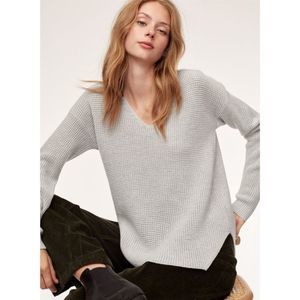 Aritzia Wilfred Free Merino Wool Waffle Knit V Neck Sweater Size Small